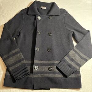 Vince Sweater Jacket Mens Large Wool Double Breasted Anchor Buttons Stripe